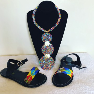 Collier de perles / sandales en perles / bijoux africains / bijoux maasaï / perles zoulou / cadeau pour elle