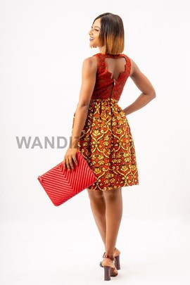 Back Open Lace and Ankara Dress, Ankara Dress, African Print Dress, African Women Dress