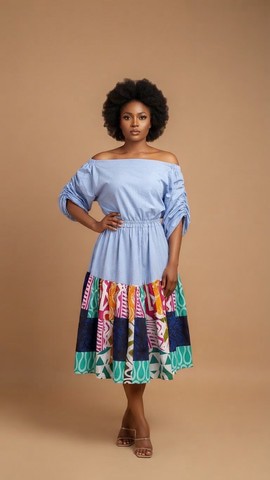 Robe midi vert olive ornée d'un nœud