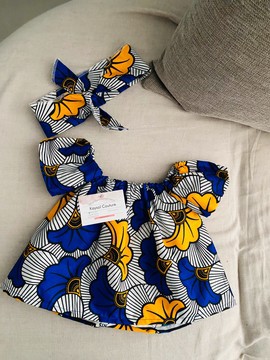 Top and matching headband in wax - wax blouse for baby - wax wedding flowers