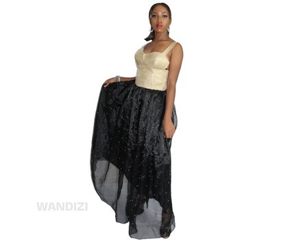 Deep Bustier Flare Maxi Dress, Black Sexy Dress, Black African Dress