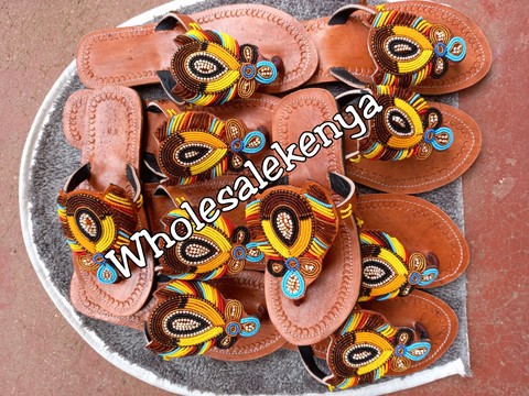 10 Pairs Masai sandals, Wholesale sandals, Beaded sandals, African sandals