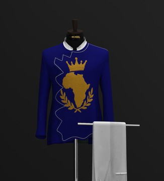 ROYAL BLUE AFRICAN  INSPIRED SAFARI SUIT