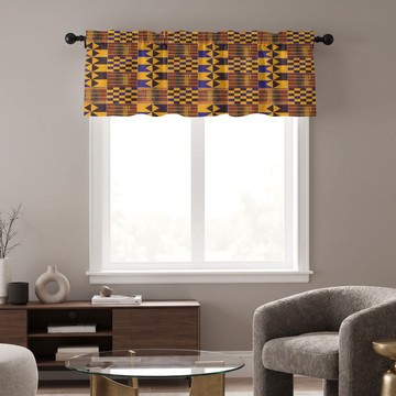 Golden Kente Curtain Valance | African Window Valance | Bynelo
