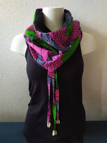Snood écharpe Infinity Wax Africain Tissu Ethnique - Fait Main En France - Multicouleur