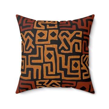 (2 Sets) - Kuba Cloth Pillow Covers Brown | African Home Decor (MORE SIZES AVAILABLE)