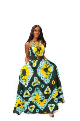Robe Maxi Ankara avec perles de cou, robe longue imprimé africain, robe Maxi Ankara