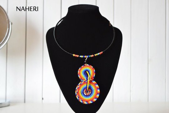 African maasai beaded pendant necklace |  Tribal adjustable neck piece