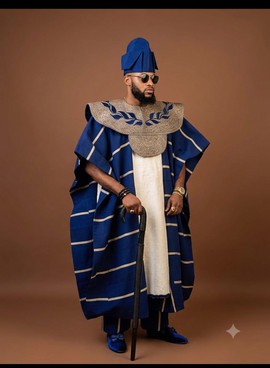 Royal Blue Prestige Aso Oke Agbada