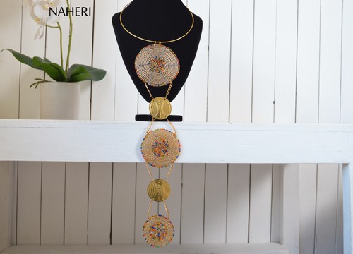African beaded pendant necklace handmade jewelry