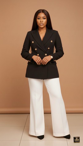 Red suit with white pants