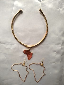 Coffret de bijoux en laiton pour elle, collier ras-du-cou et boucles d’oreilles assortis, collier ras-du-cou africain