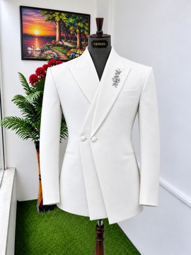 Costume de smoking blanc croisé OKXEEL