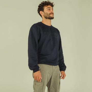 Sweat-shirt Loose Fit Bleu Unisexe affirmations "You Look Great Today" à Col Rond Et Détails En Wax