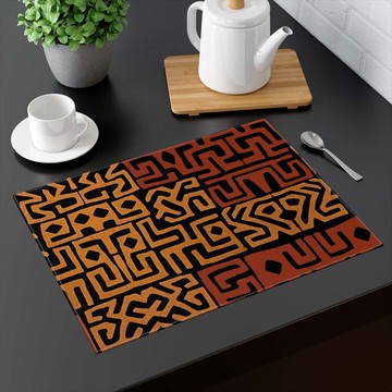(TWO PIECES) African Tabletop Placemat Kuba Pattern (MORE SIZES AVAILABLE)