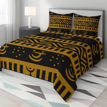 Black and Gold Mudcloth Bedding Set Duvet and Pillow Covers (MORE SIZES AVAILABLE)