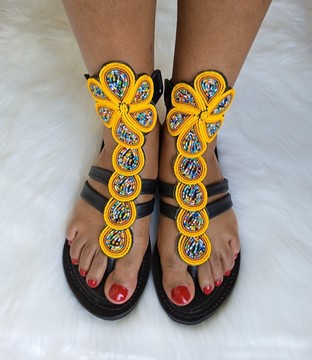 Masai sandals, gladiator sandals, gift for her, leather sandals, black leather, women sandals