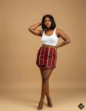 Striped Mini Skirt with Braided Hem
