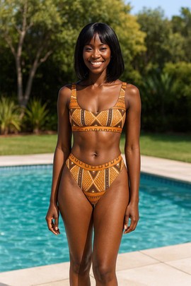 Ethnic Bikini Set Orange Swimwear | Stand Out This Summer