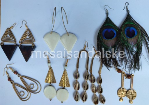 Brass earrings , brass and bone earrings , Wholesale brass earrings
