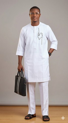 White Dashiki with Minimalist Graphic