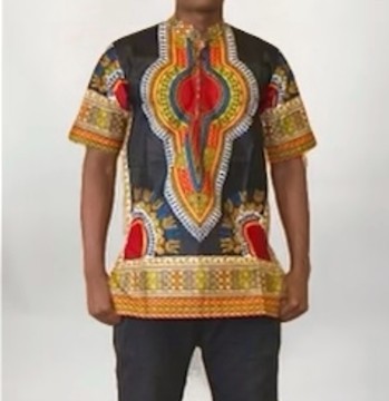 Chemise boutonnée à col noir Ankara Dashiki pour hommes imprimé africain