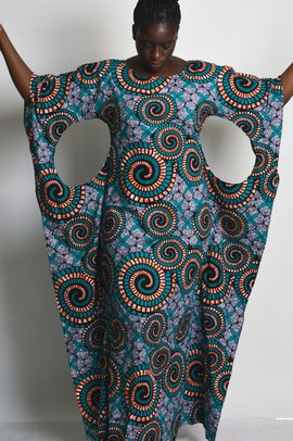 african print kaftan with holes under sleeves