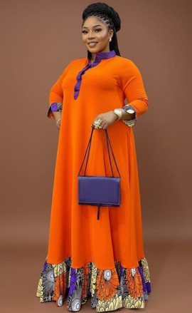 Royal Tangerine Ankara-Trim Maxi