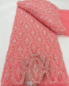 Beaded Lace fabric, luxury lace (5 yards)