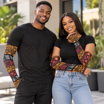 Bogolan Mudcloth Print Unisex Gloves Arm Sleeves | African Print Accessories | Bynelo