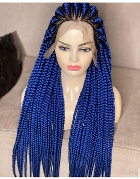 Blue full lace braided wig