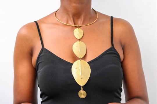 African Brass necklace, Choker Necklace, Pendant Brass necklace, Christmas gift for her, Moms gift