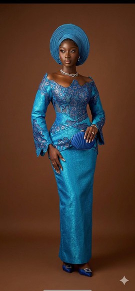 Cerulean Blue Shimmering Illusion Bodice Gown