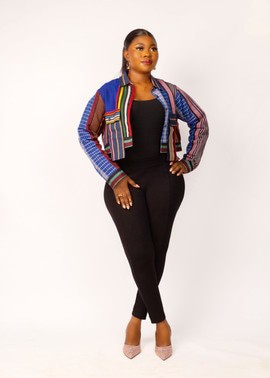 African AsoOke Jacket| Handwoven Striped Blazer| Afrocentric Cropped Jacket |Cultural Fashion