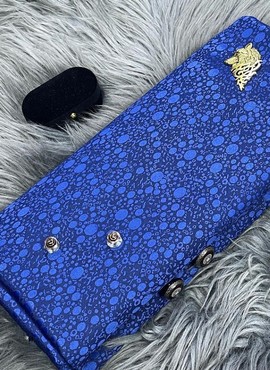 Damassé bleu pour hommes, tissus pour hommes (6 yards)