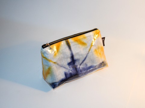 Golden Toiletry Wash Bag Travel Bag |  Handmade hand dyed fabric | Waterproof