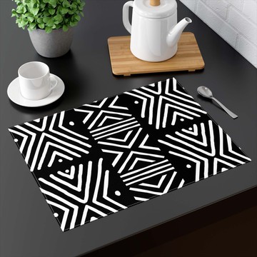 (TWO PIECES) Tabletop Placemat African Zigzag Mudcloth Print (MORE SIZES AVAILABLE)