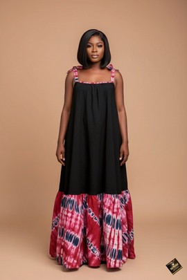 Spaghetti Strap Tiered Maxi  Gown