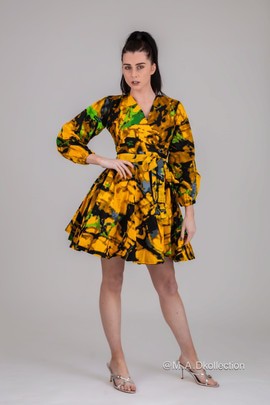 Olaide Ankara Mini Dress | Yellow African Print