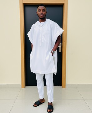 White Danshiki &amp; Trouser Set Custom-Tailored Premium Wear