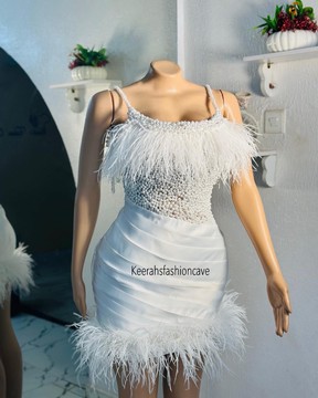 Robe de mariée courte en perles blanches, robe de mariée, robe de mariée, robe de fiançailles, robe de mariée africaine