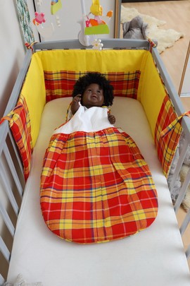 Tour de lit Bébé Madras Rouge Fait main