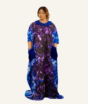 Long boubou dress| Rich Aunty Dress | Fabric Painting Dress| Tie and Dye Gown| Gifts For Her