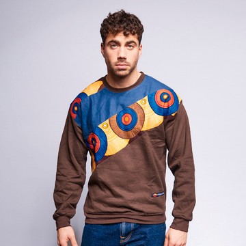 Sweat-shirt marron mix Wax et Denim