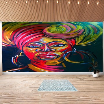 Colorful Africa Woman Art Wall Sticker for Living Room