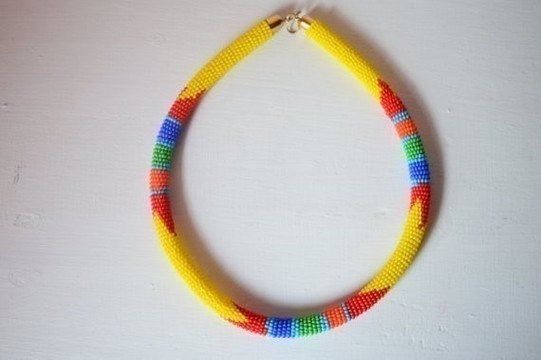 African Maasai Beaded Necklace | Zulu Beaded Yellow Necklace