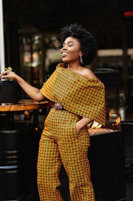 MAKEDA ANKARA OFF SHOULDER JUMPSUIT