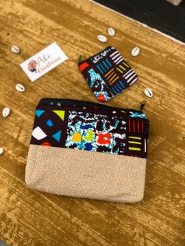 “Burlap” make-up bag and purse