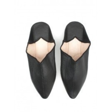 Babouche en cuir original Noir pour femme