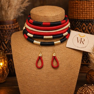 Multicolor African jewelry set – necklace &amp; earrings – chic tribal style